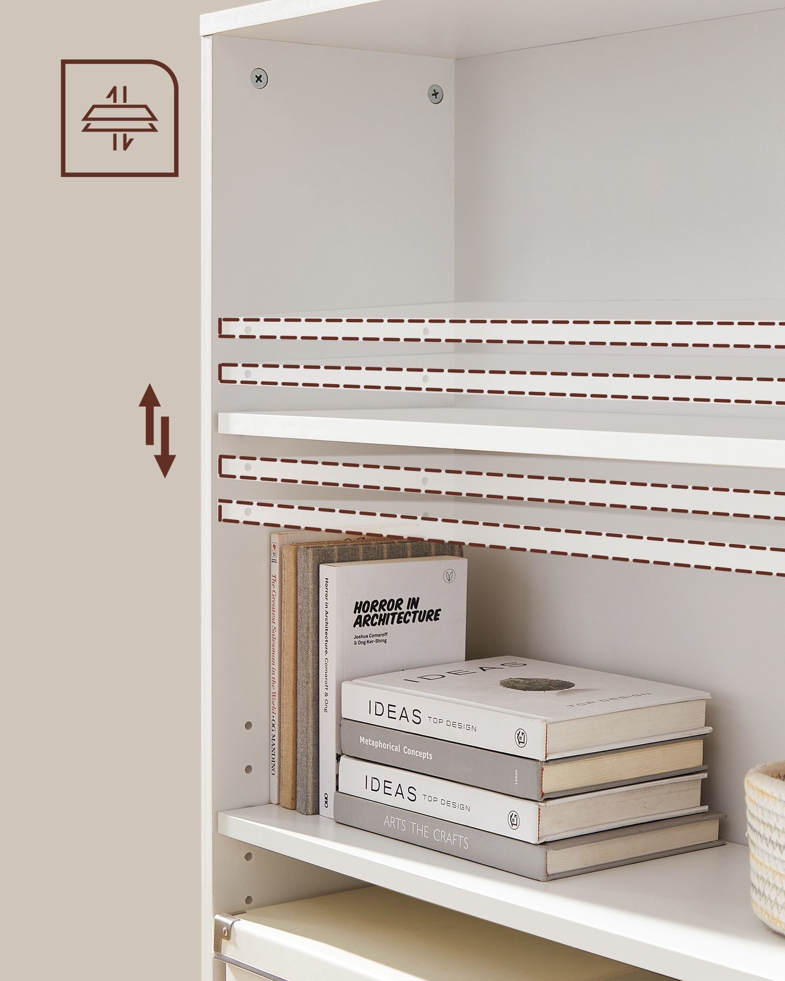 Bookcase - 4 levels - Adjustable shelves - White