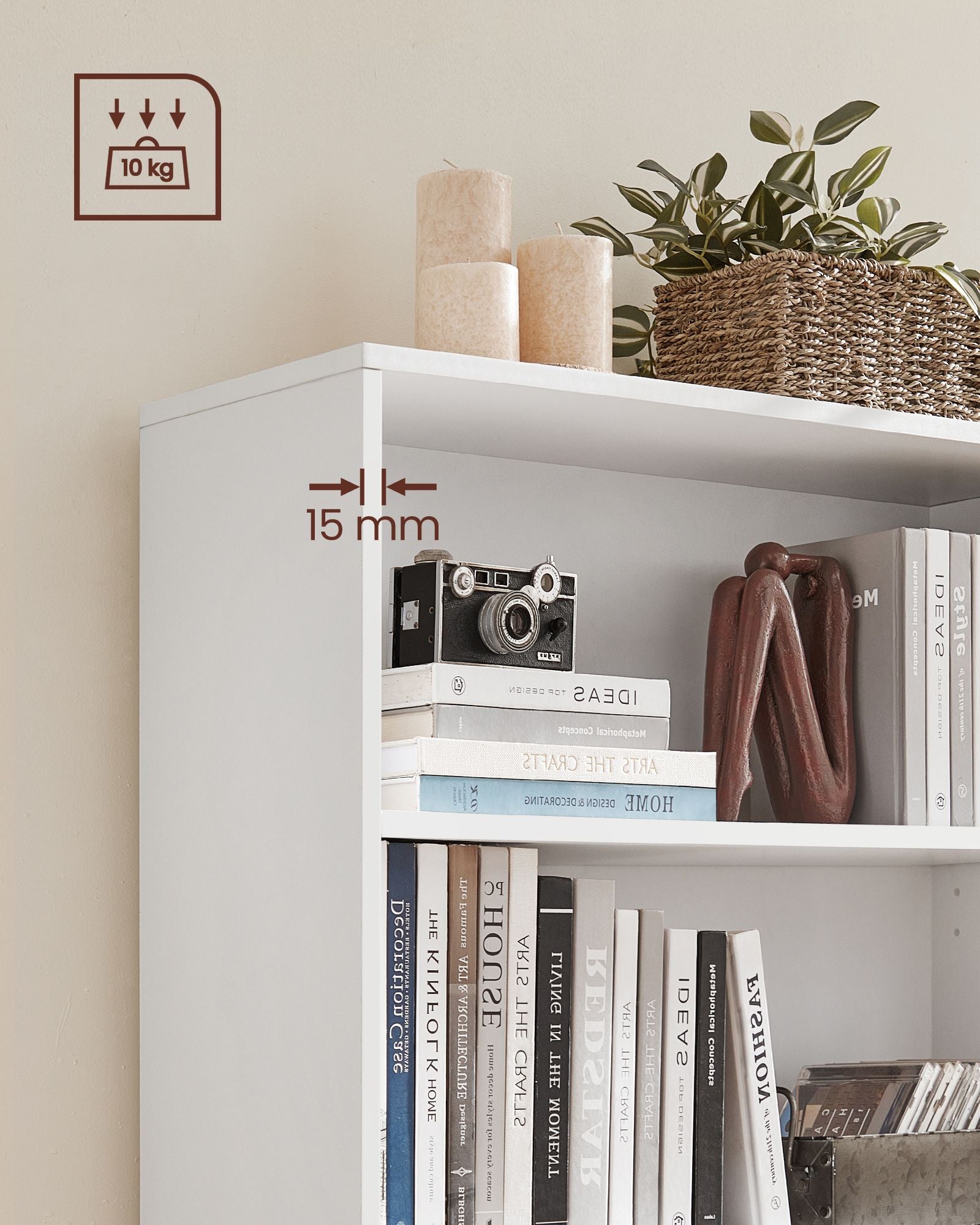 Bookcase - 4 levels - Adjustable shelves - White