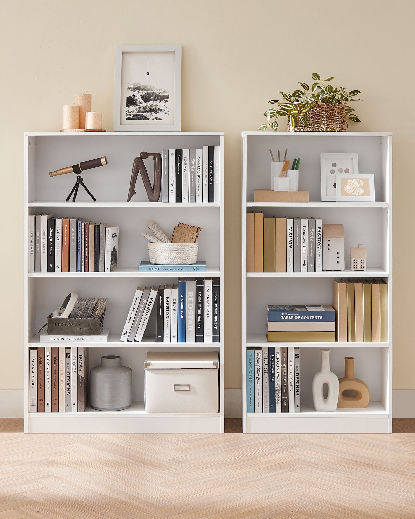 Bookcase - 4 levels - Adjustable shelves - White