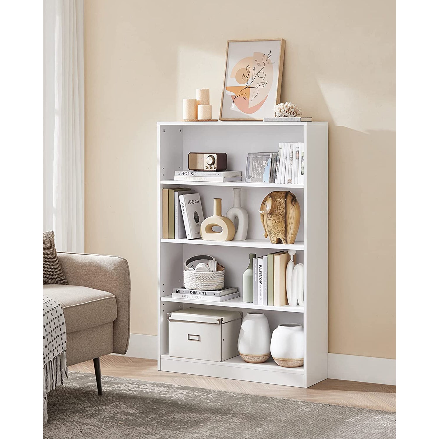 Bookcase - 4 levels - Adjustable shelves