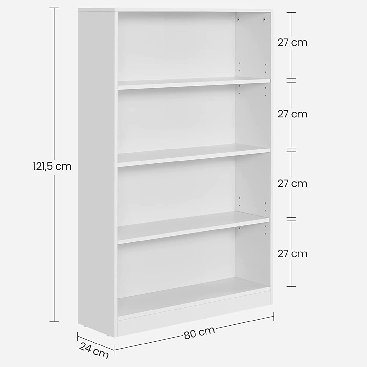 Bookcase - 4 levels - Adjustable shelves
