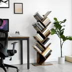 Bookcase - 8 levels - Standing plank - Book rack - Brown