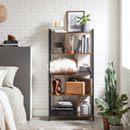 Bookcase - Office cabinet - Open compartments - With 5 levels - Metal frame - Brown Black