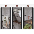 Bookcase - Office cabinet - Open compartments - With 5 levels - Metal frame - Brown Black