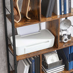 Bookcase - Office cabinet - Open compartments - With 5 levels - Metal frame - Brown Black