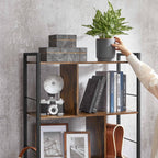 Bookcase - Office cabinet - Open compartments - With 5 levels - Metal frame - Brown Black