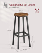 Bar stool set of 2 with footrest vintage brown-black