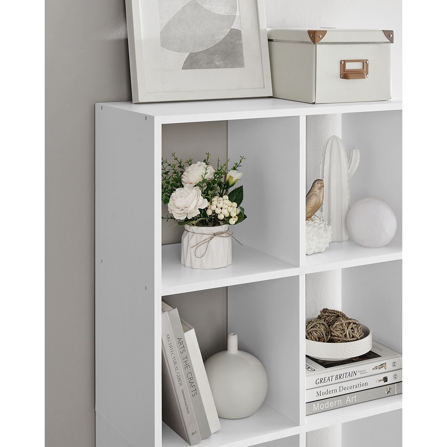 Bookcase - Living room cabinet - Storage cupboard - With 10 compartments - White