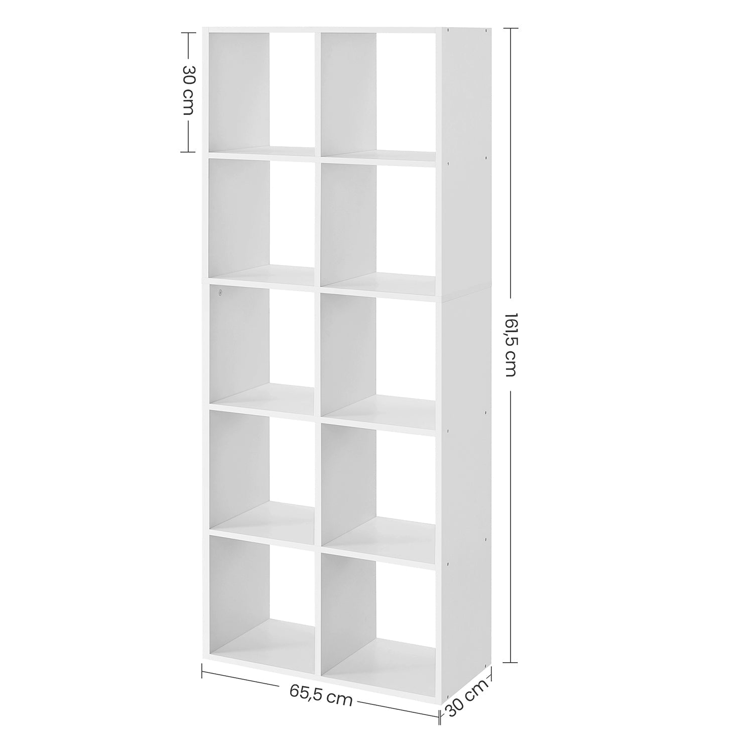 Bookcase - Living room cabinet - Storage cupboard - With 10 compartments - White
