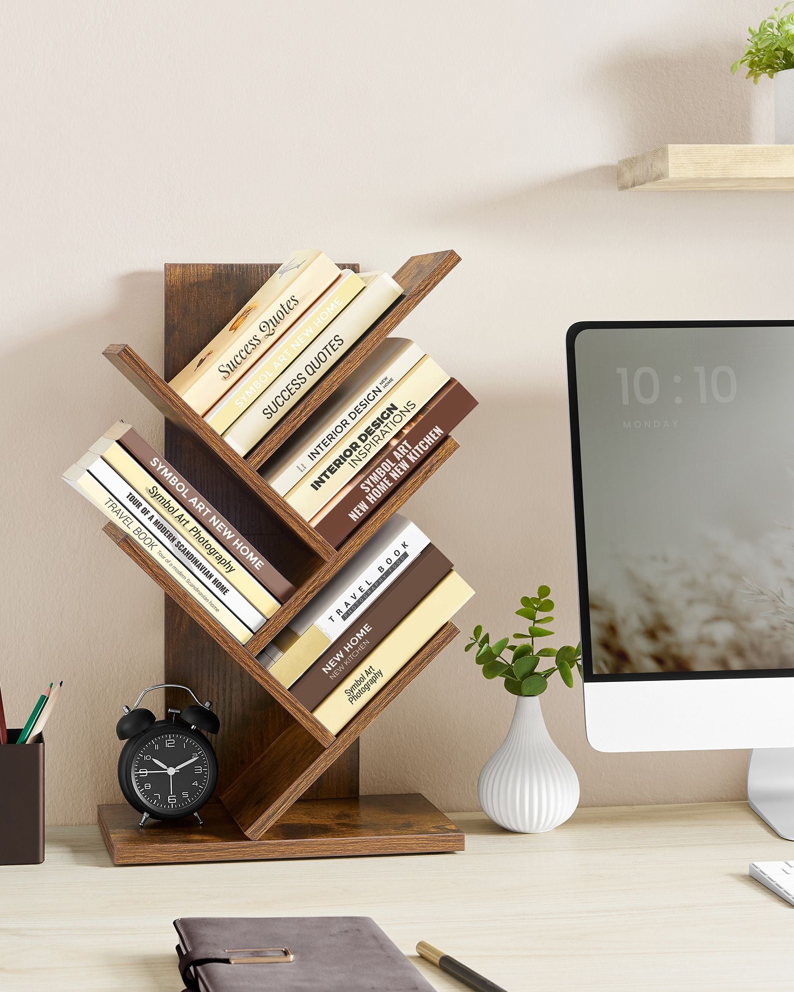 Bookcase - Tree form - Space -saving - Vintage Brown
