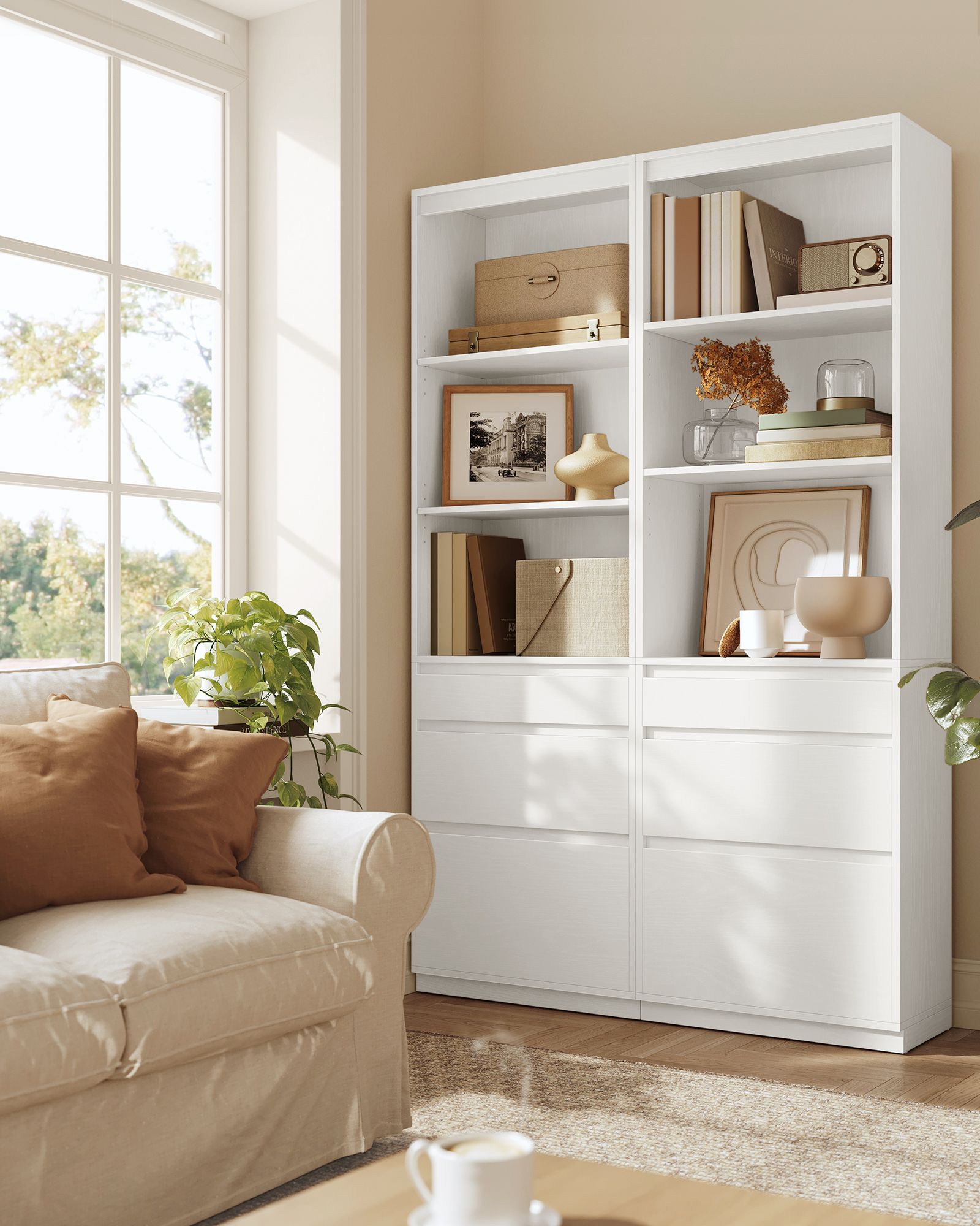 Bookcase with 3 drawers of different dimensions Snow White