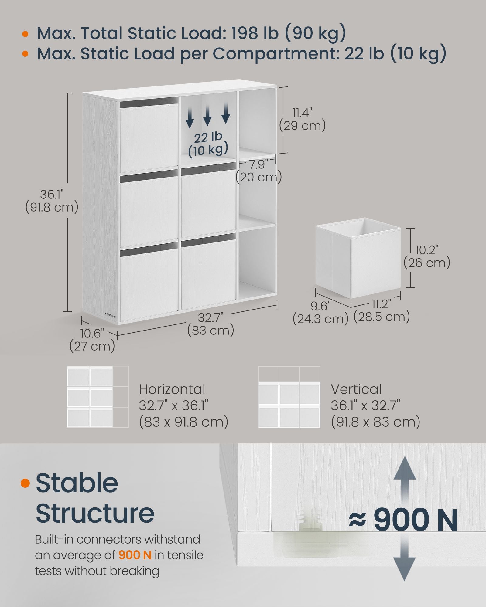 Bookcase with 6 fabric drawers - Toolless - Storage furniture