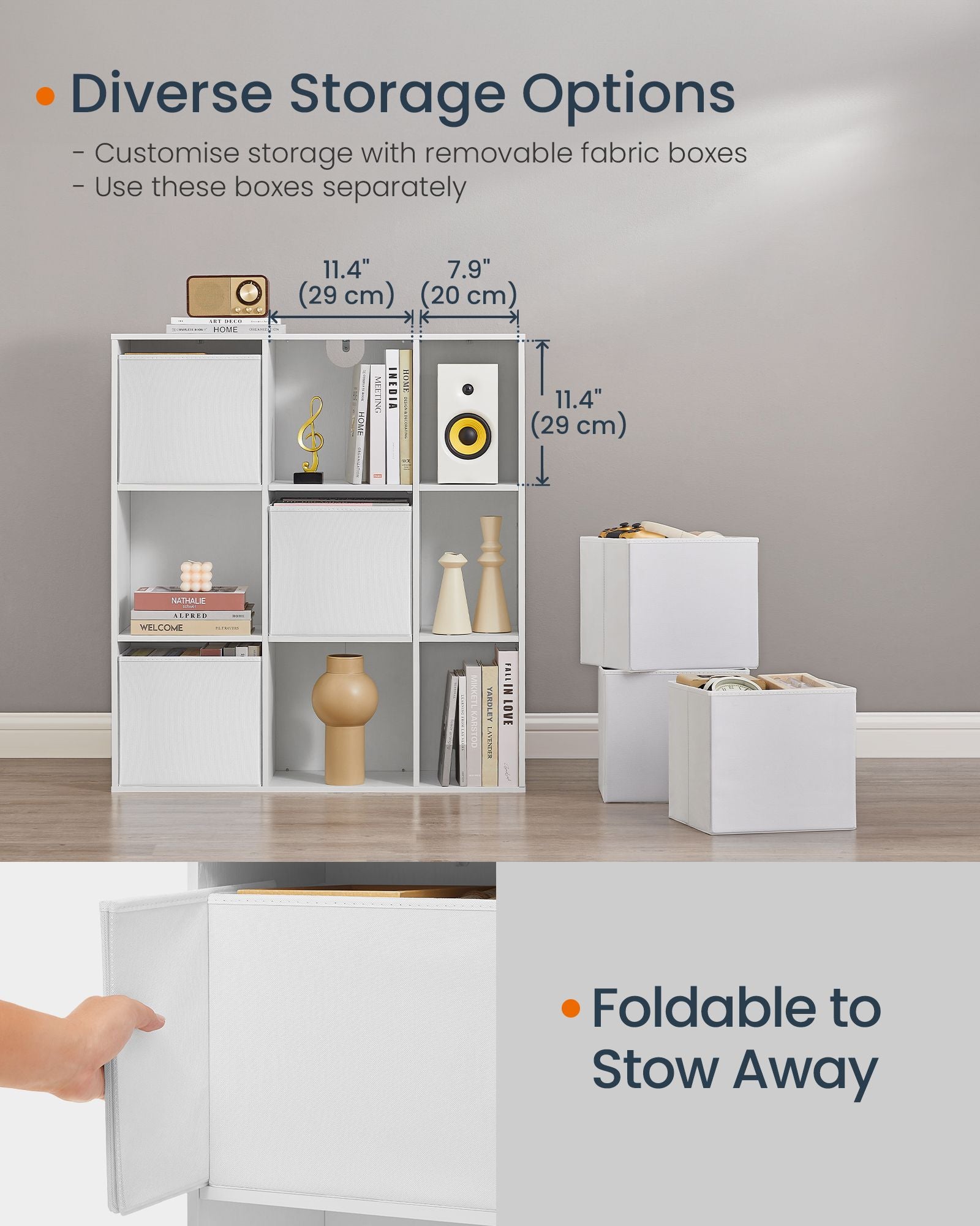 Bookcase with 6 fabric drawers - Toolless - Storage furniture