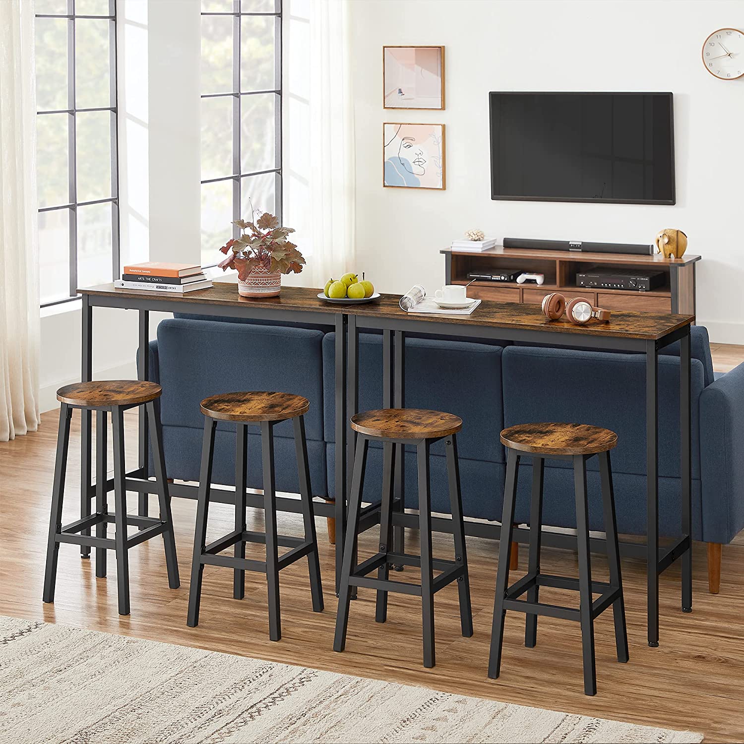 Bar stools - Set of 4 - Industrial Design - Brown / Black