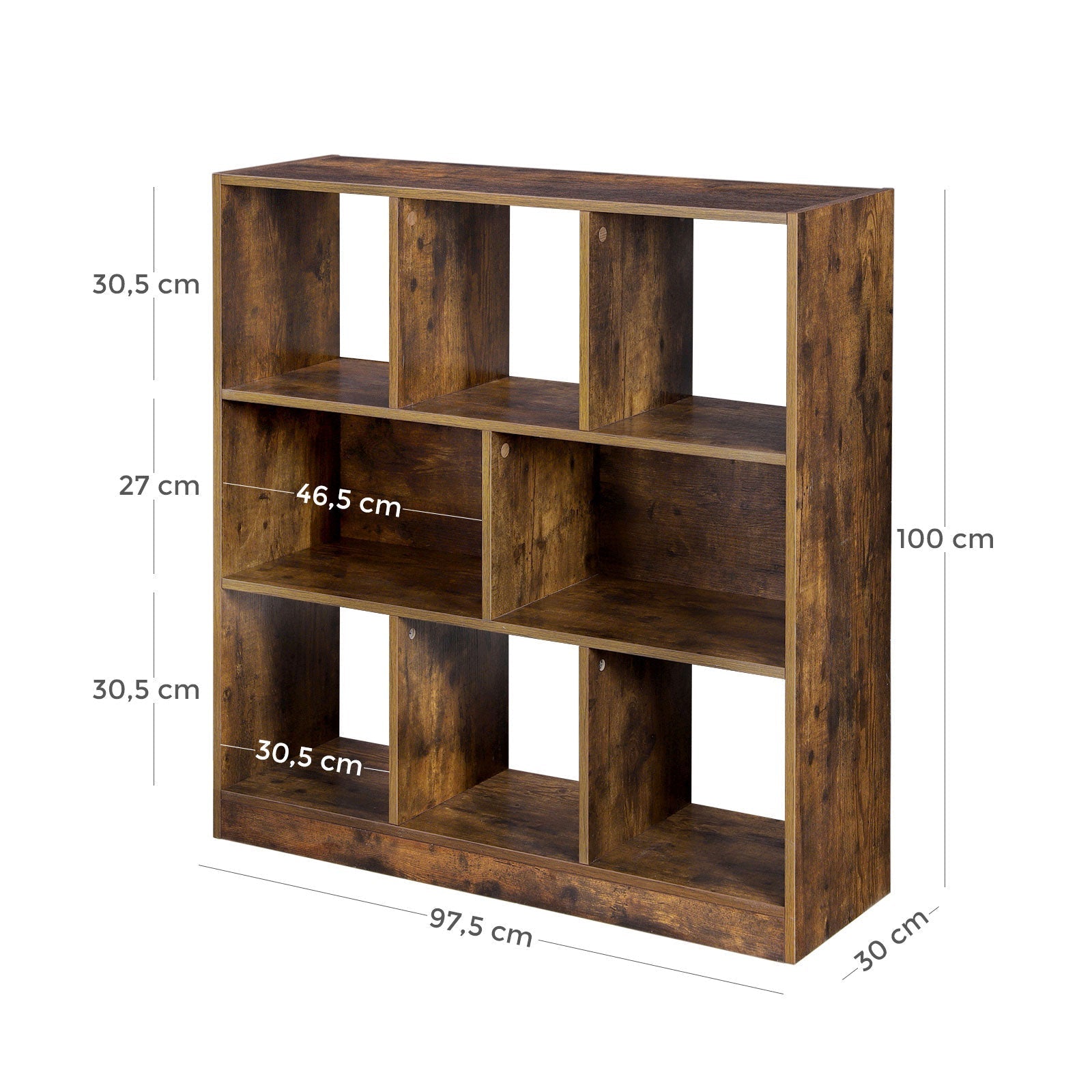 Bookcase - Kubus board - Storage cupboard with open compartments - Vintage Brown