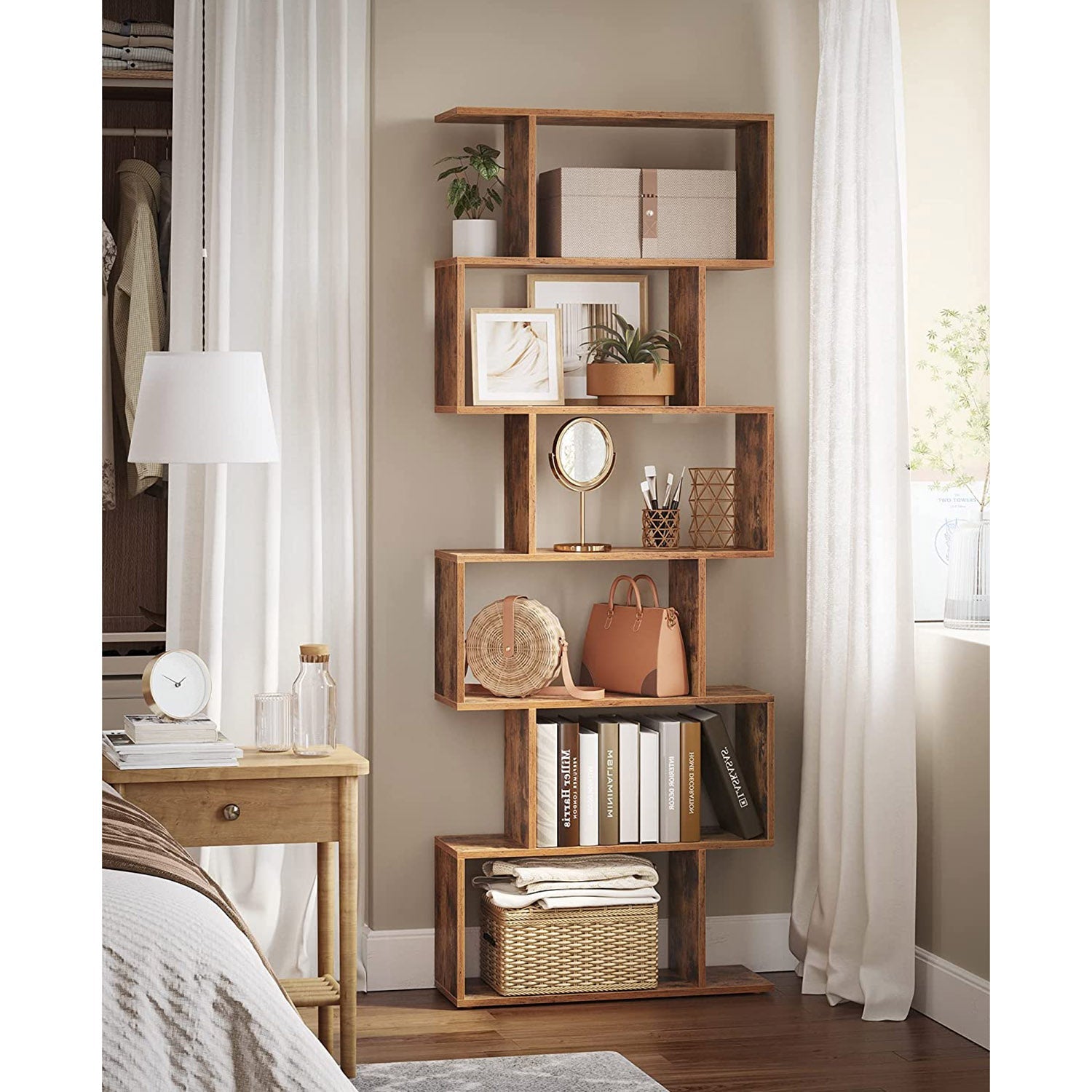 Bookcase - Detached - 6 levels - Presentation cabinet - Brown