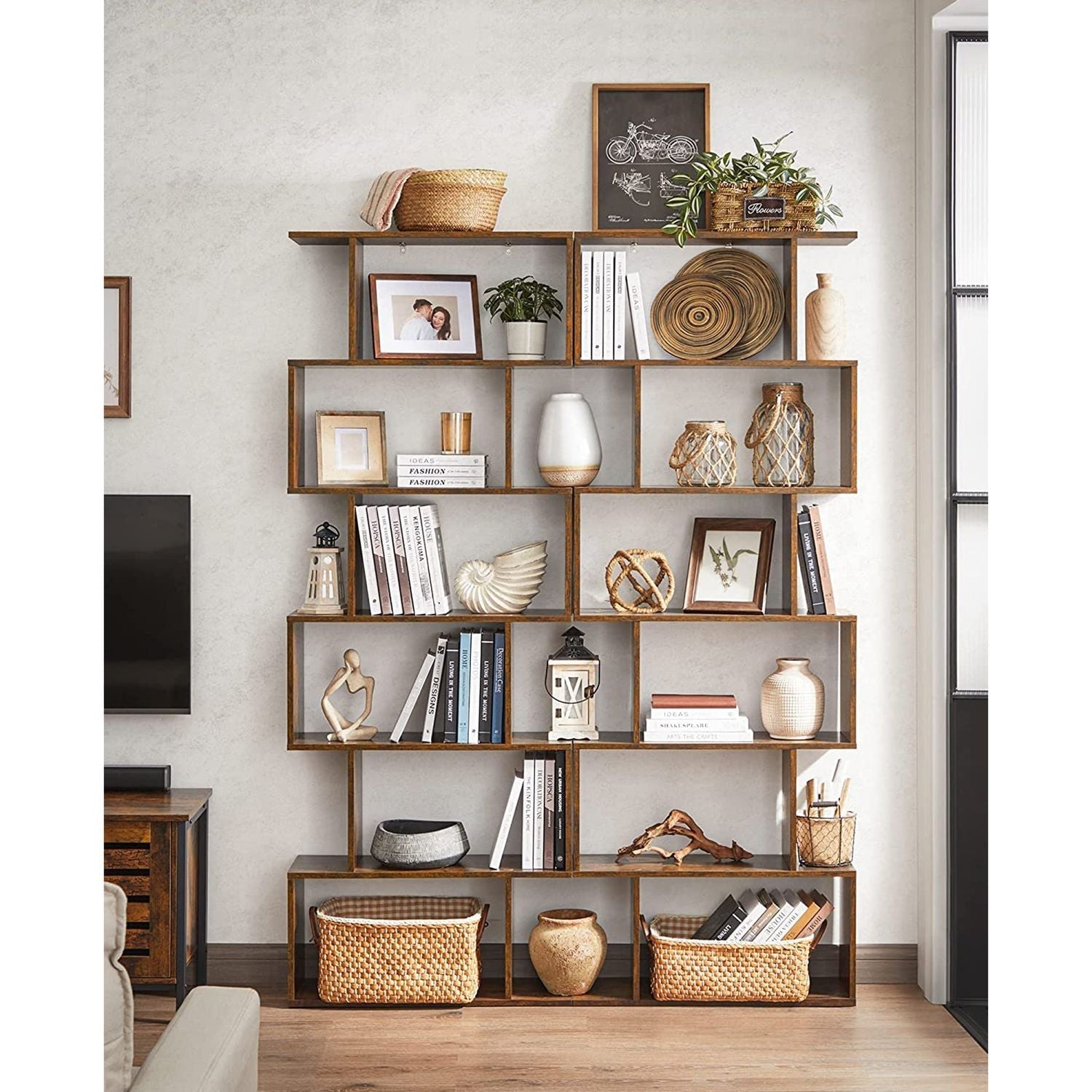 Bookcase - Detached - 6 levels - Presentation cabinet - Brown