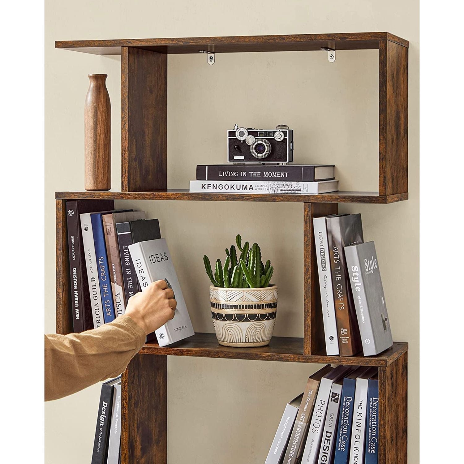 Bookcase - Detached - 6 levels - Presentation cabinet - Brown