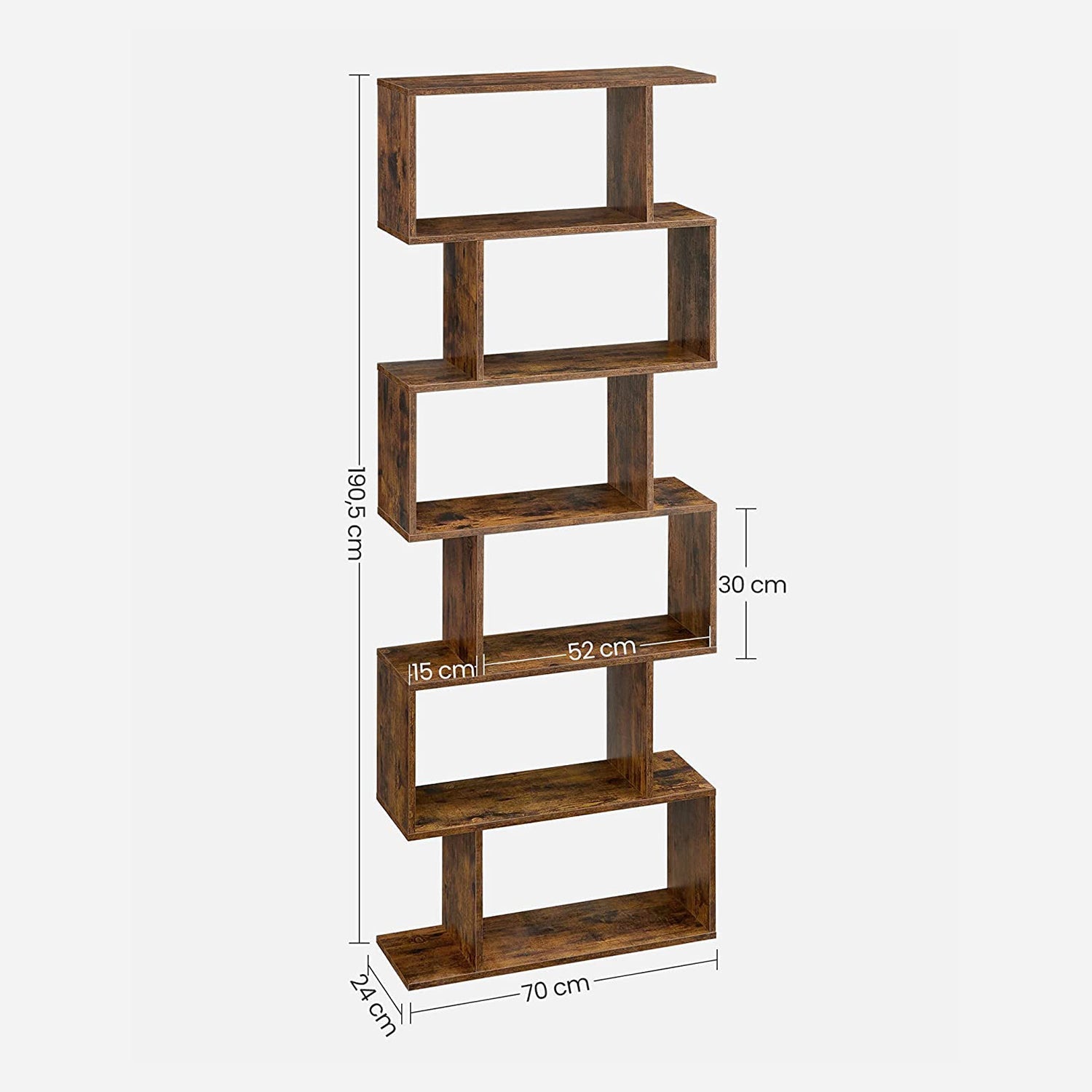 Bookcase - Detached - 6 levels - Presentation cabinet - Brown