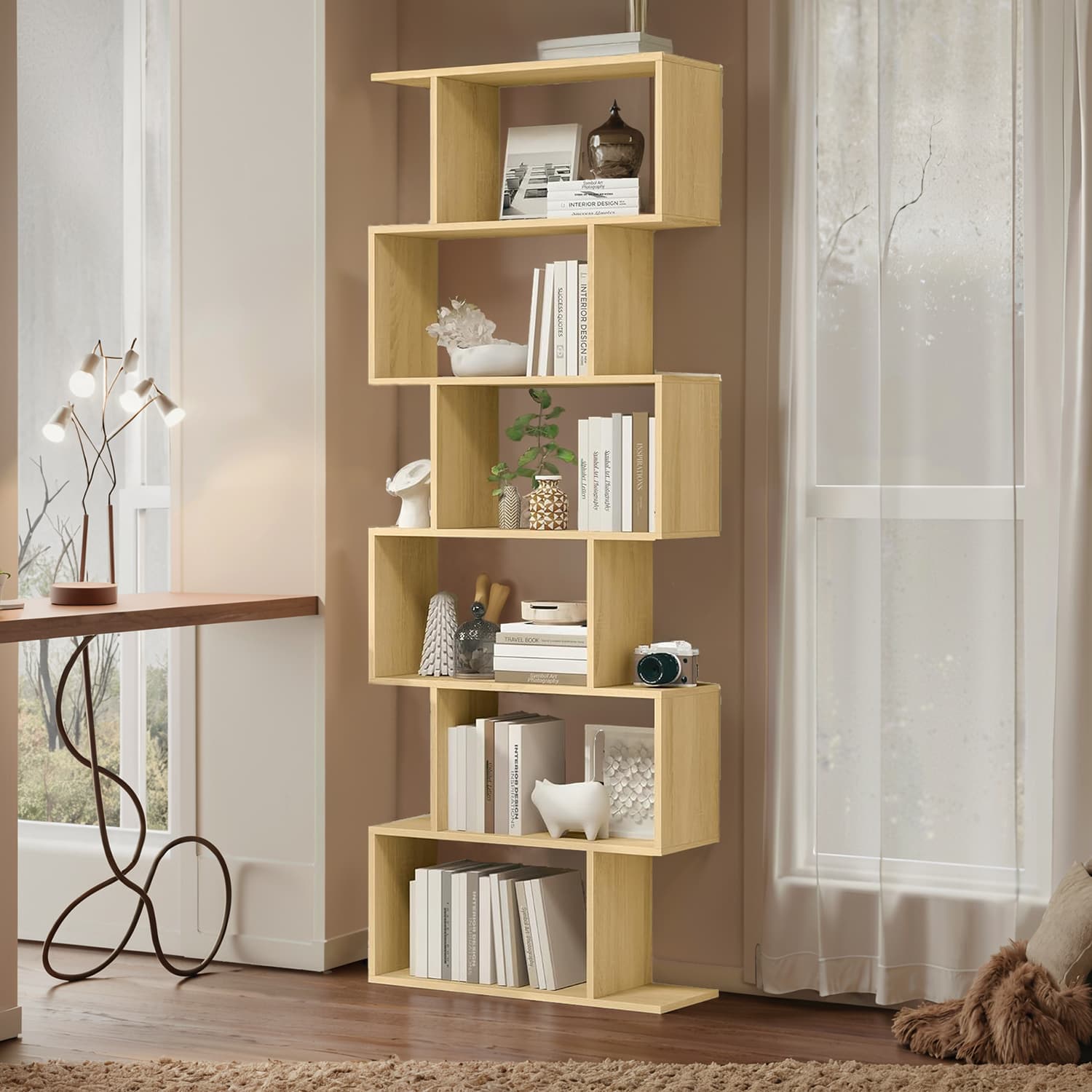 Bookcase with 6 levels, detached plank, office board for presentation