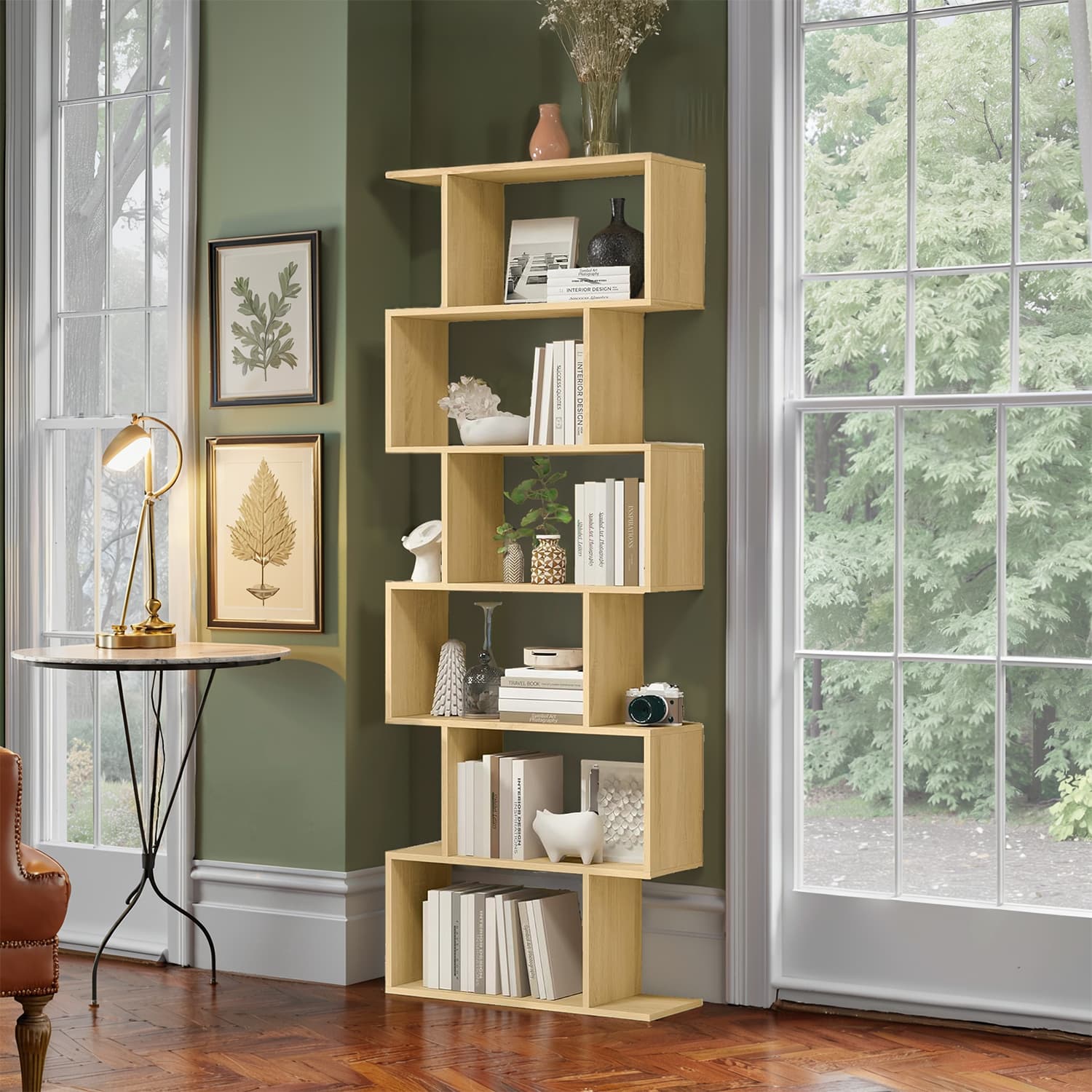 Bookcase with 6 levels, detached plank, office board for presentation