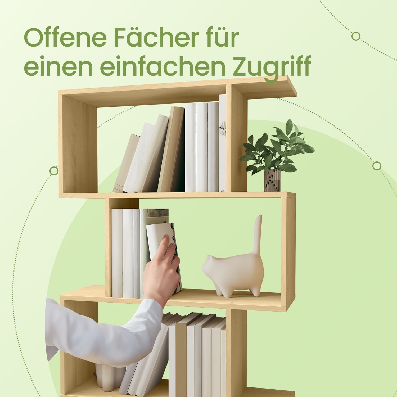 Bookcase with 6 levels, detached plank, office board for presentation