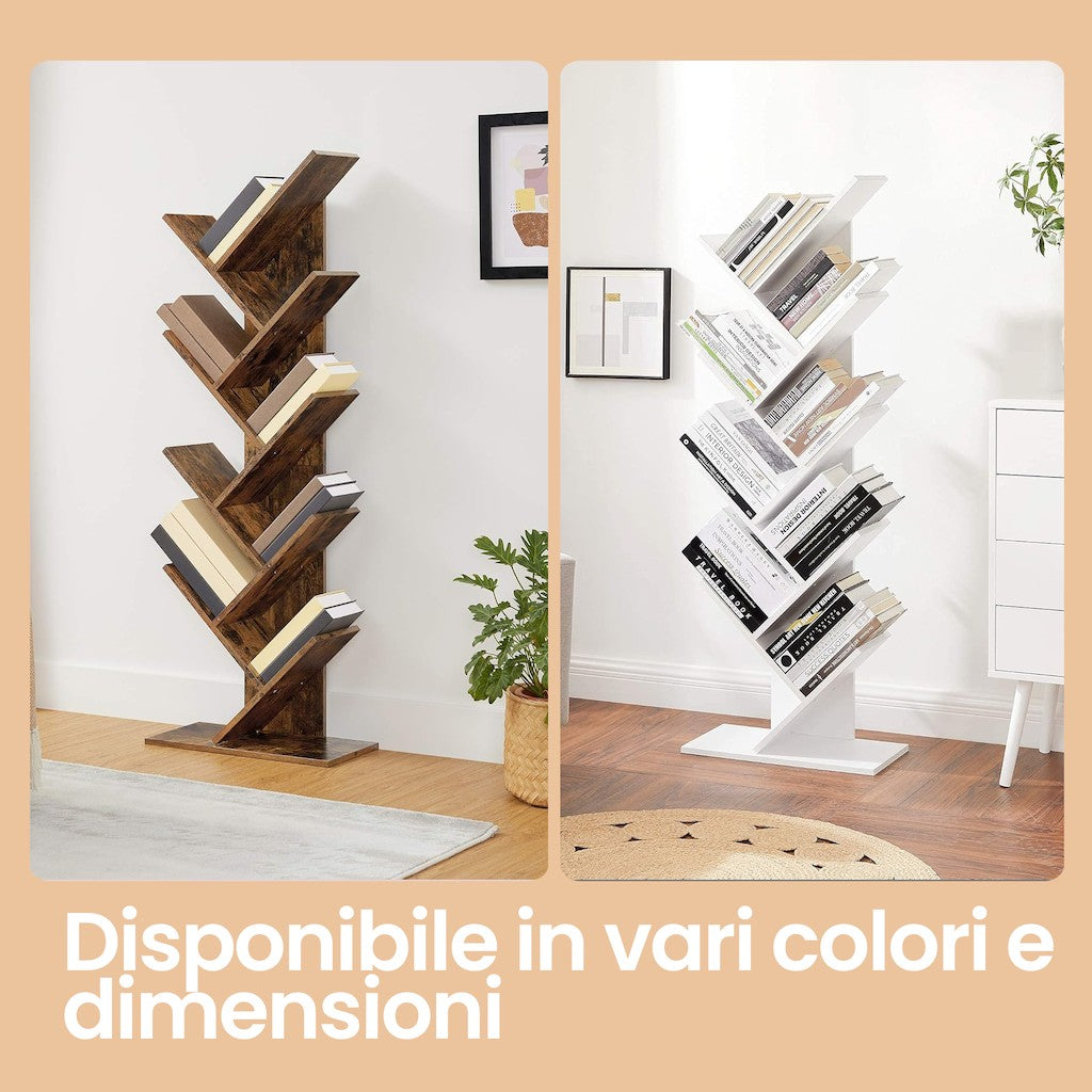 Bookcase - 9 levels in tree shape, space -saving corner board