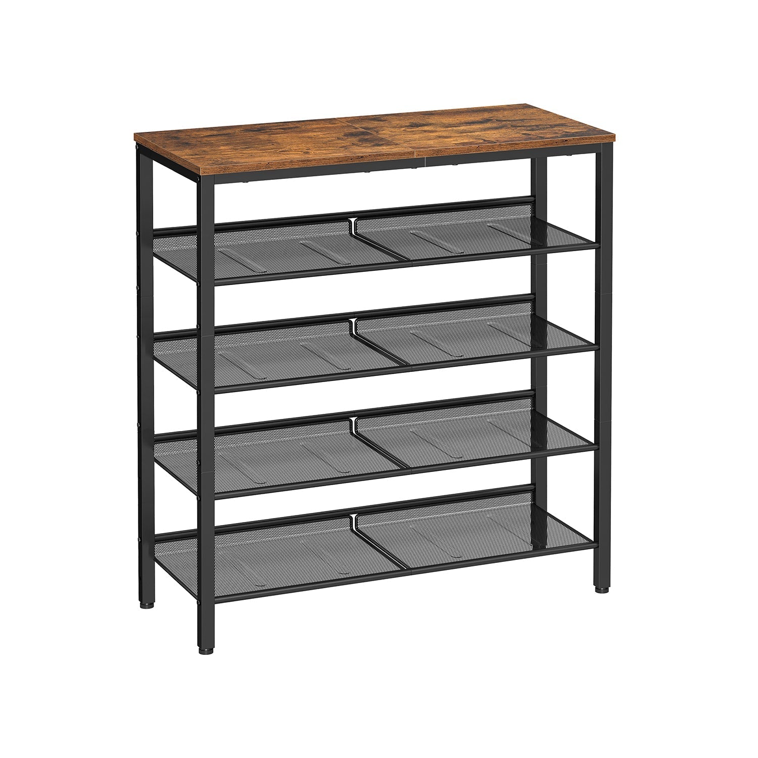 Shoe rack with 5 levels and surface for bags - Industrial - Brown / Black