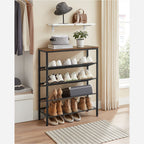Shoe rack with 5 levels and surface for bags - Industrial - Brown / Black