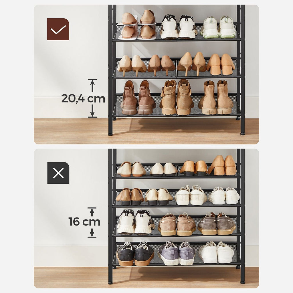 Shoe rack with 5 levels and surface for bags - Industrial - Brown / Black