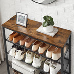 Shoe rack with 5 levels and surface for bags - Industrial - Brown / Black