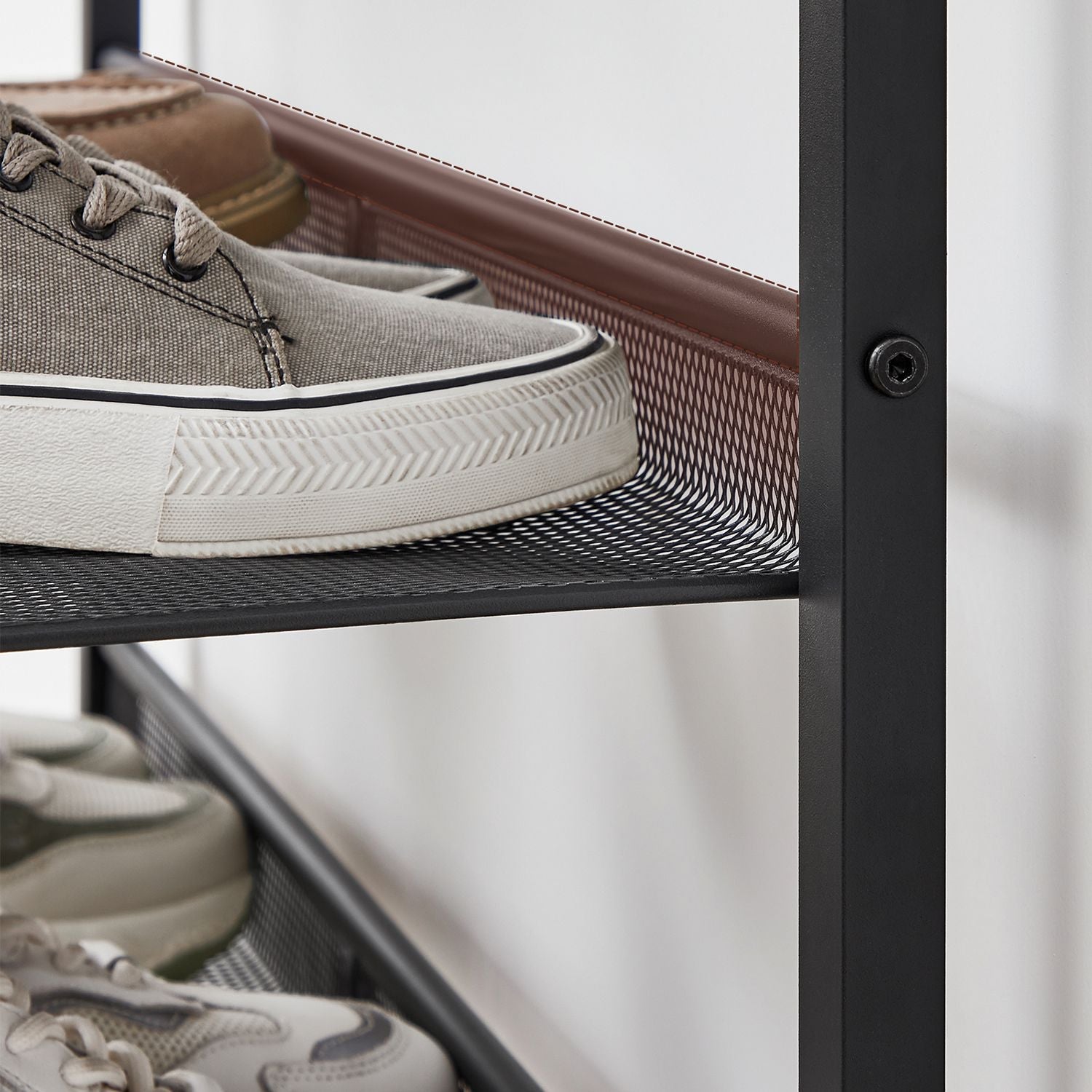 Shoe rack with 5 levels and surface for bags - Industrial - Brown / Black