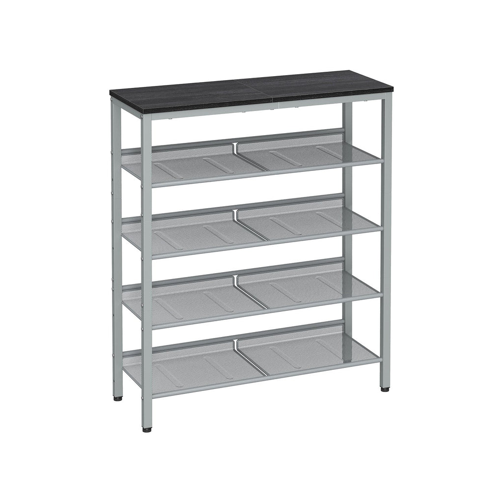 Shoe rack with 5 levels and surface for bags - Industrial - Brown / Black