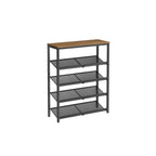 Shoe rack with 5 levels and surface for bags - Industrial - Brown / Black