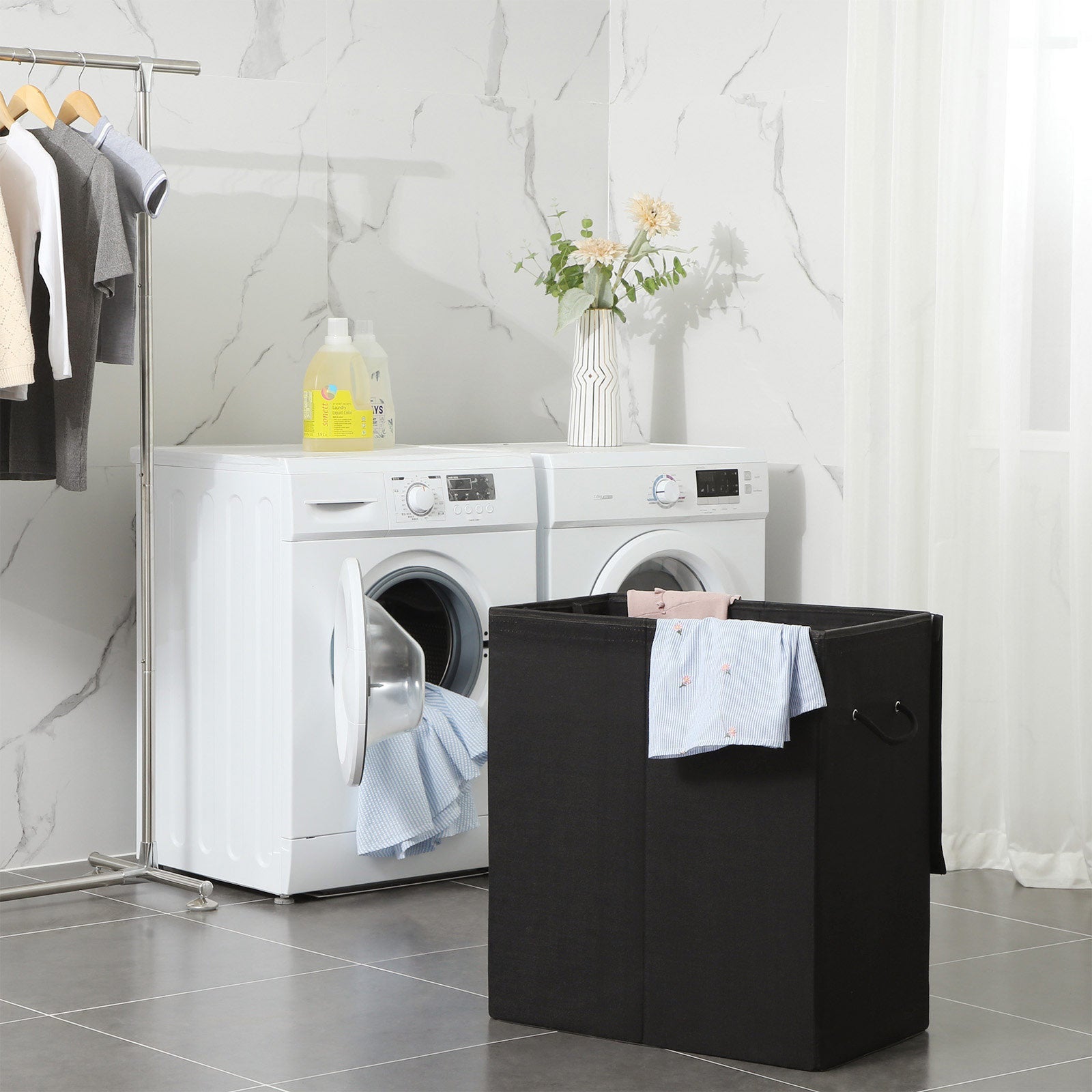 Laundry basket - 142 l - Washer with separate subjects - Black