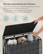 Laundry basket-130 l-removable-with wheels-ink-black-Leigrijs