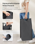 Laundry basket-130 l-removable-with wheels-ink-black-Leigrijs