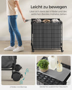 Laundry basket-130 l-removable-with wheels-ink-black-Leigrijs