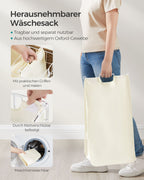 Laundry basket on wheels Natural Beige-Crème White