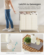 Laundry basket on wheels Natural Beige-Crème White
