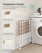 Laundry basket on wheels Natural Beige-Crème White