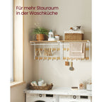 Wall coat rack-with shelf-10 detachable hooks-oak-white
