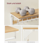 Wall coat rack-with shelf-10 detachable hooks-oak-white