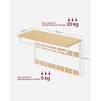 Wall coat rack-with shelf-10 detachable hooks-oak-white