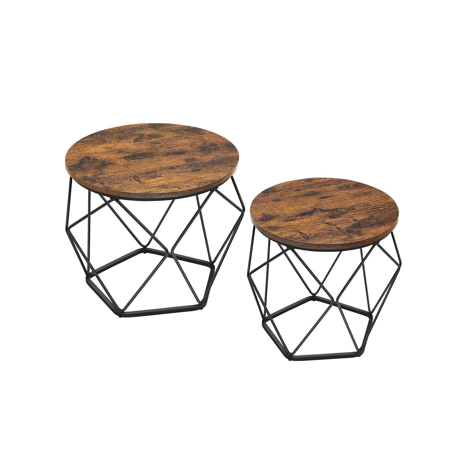 Round coffee table set of 2-Vintage Flair-Vintage Brown-Inktzwart
