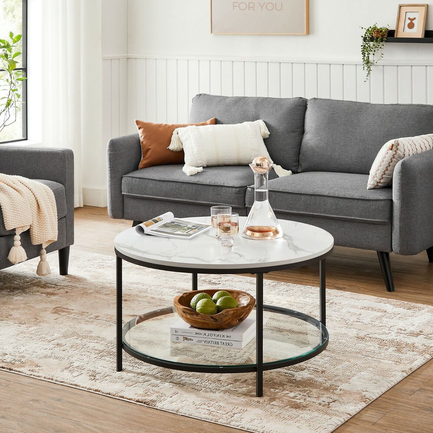 Coffee table with 2 shelves for the living room