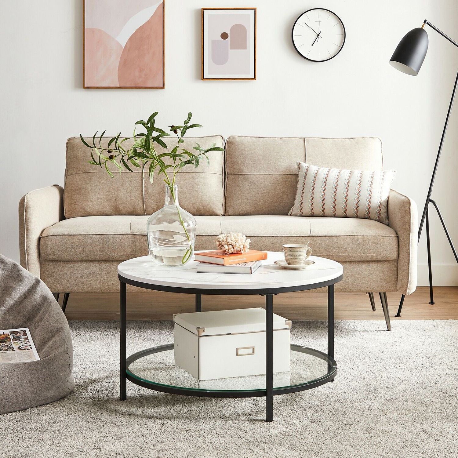 Coffee table with 2 shelves for the living room