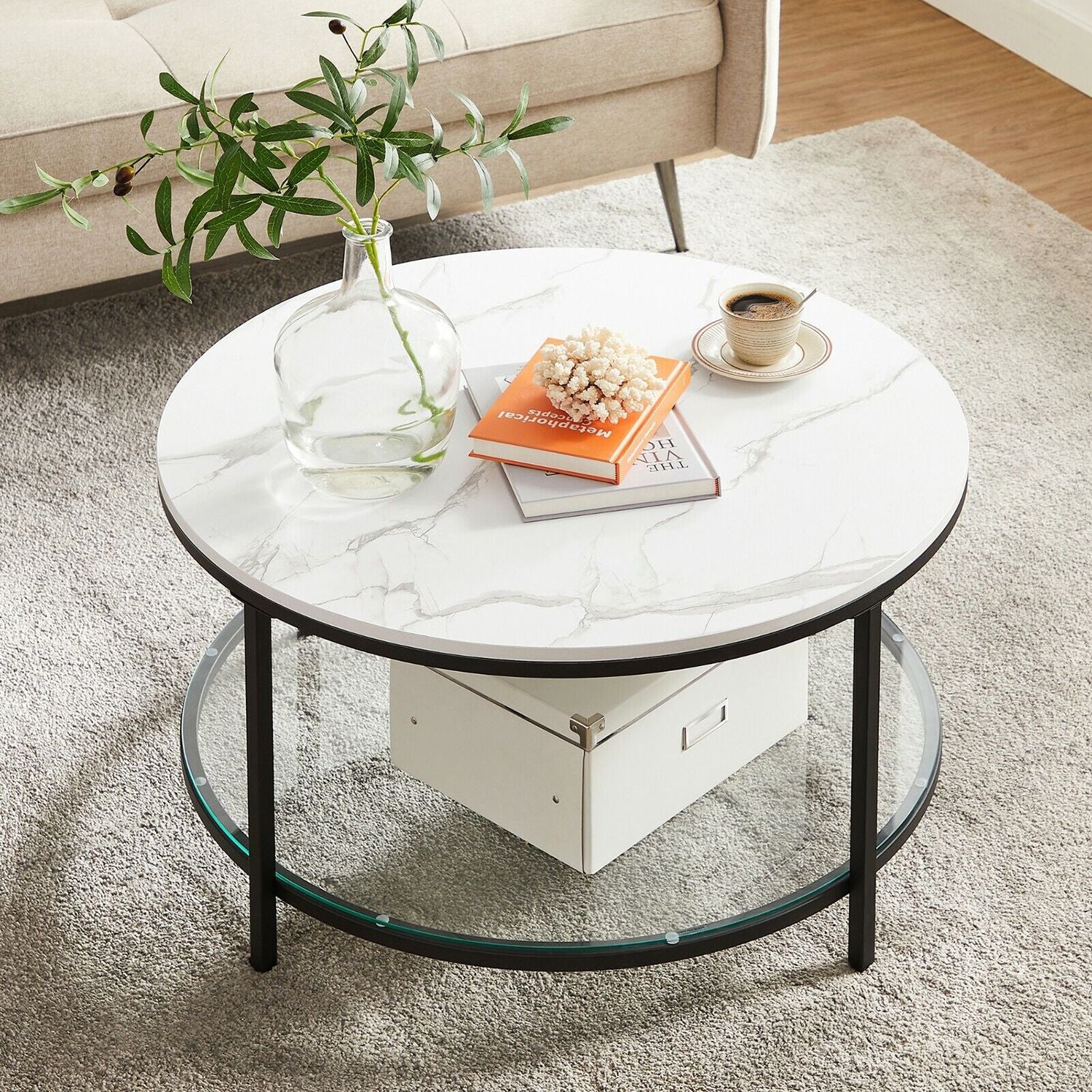 Coffee table with 2 shelves for the living room