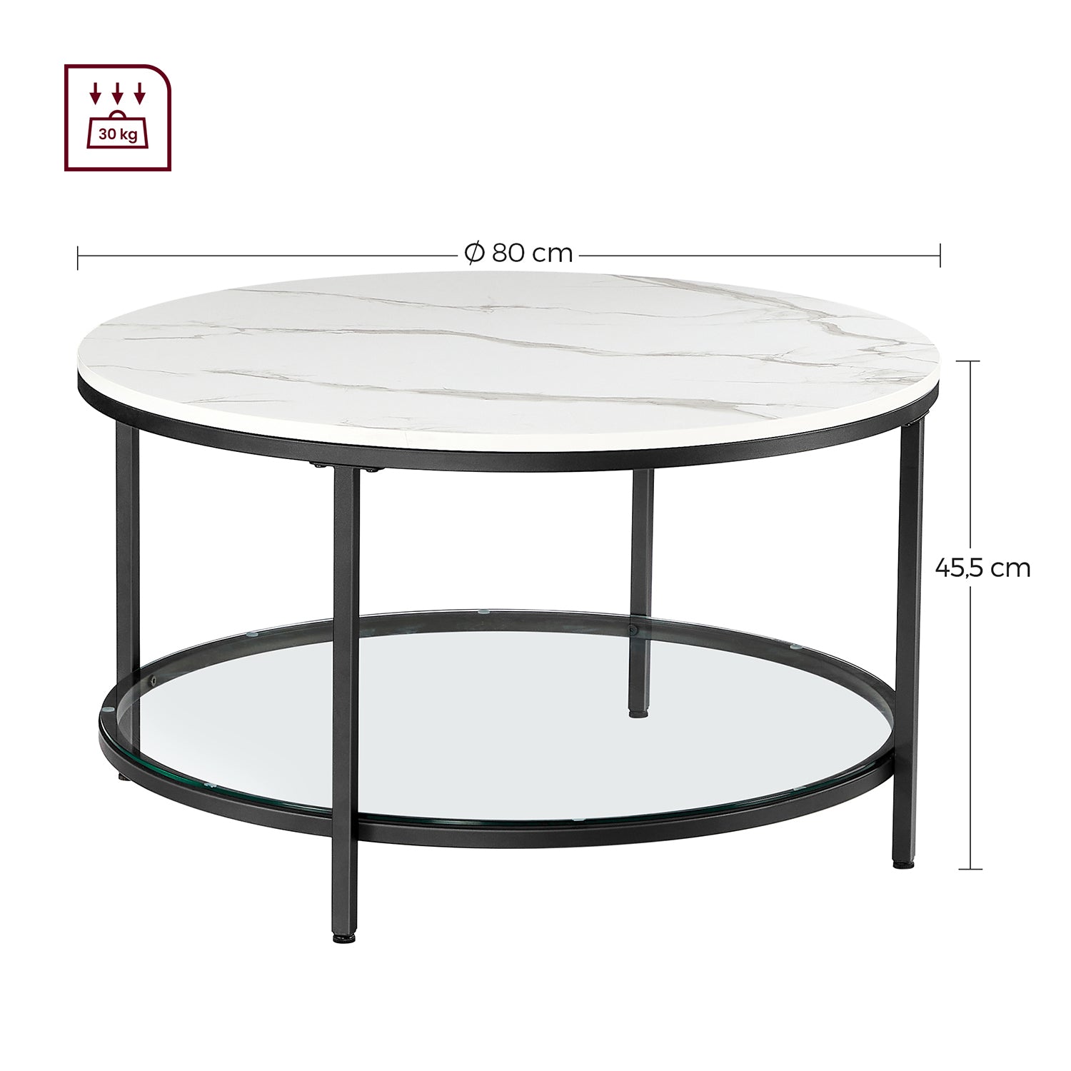 Coffee table with 2 shelves for the living room