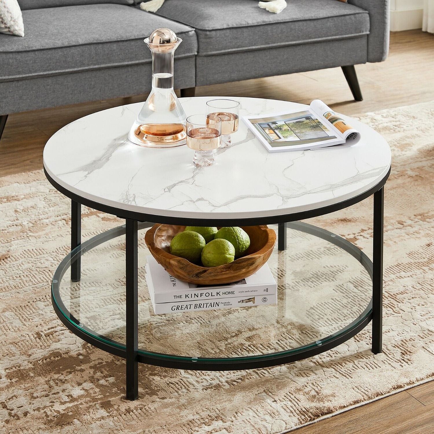 Coffee table with 2 shelves for the living room